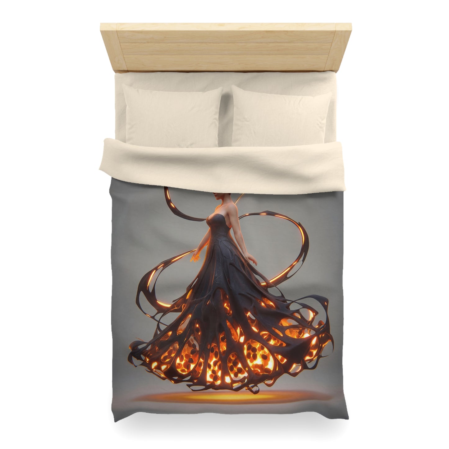 Luminal Dancer Microfiber Duvet Cover – Gilded Shadow Waltz