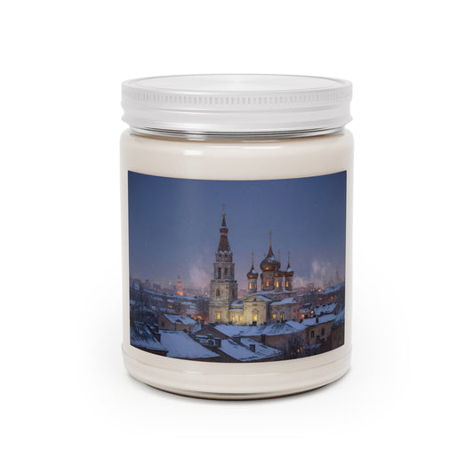 Winter Cathedral Scented Soy Candles with White Lid, 9oz – Snowfall Serenity