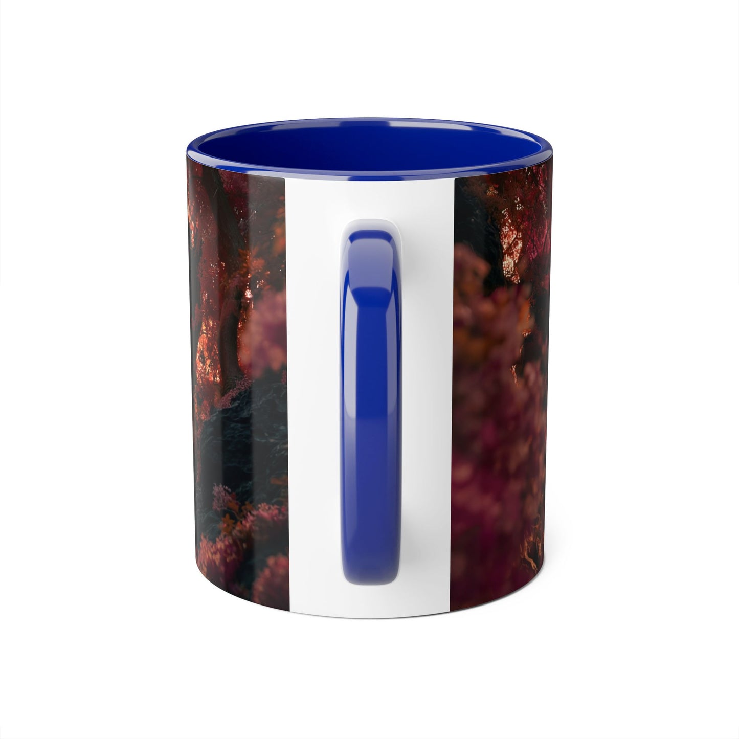 Crimson Heart Grove Accent Mugs, 11oz – Twisted Branches and Twilight Embrace