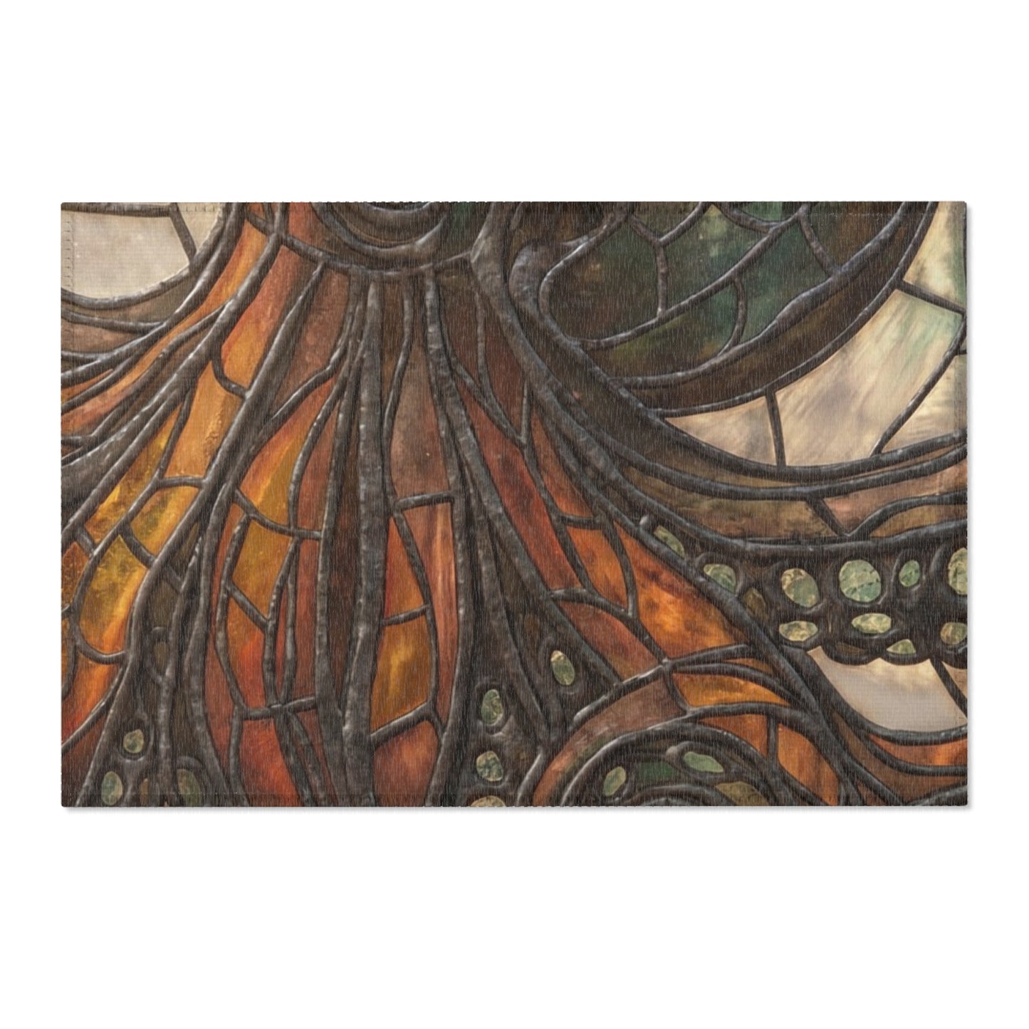Stained Glass Octopus Area Rug – Amber Tide Dreamscape