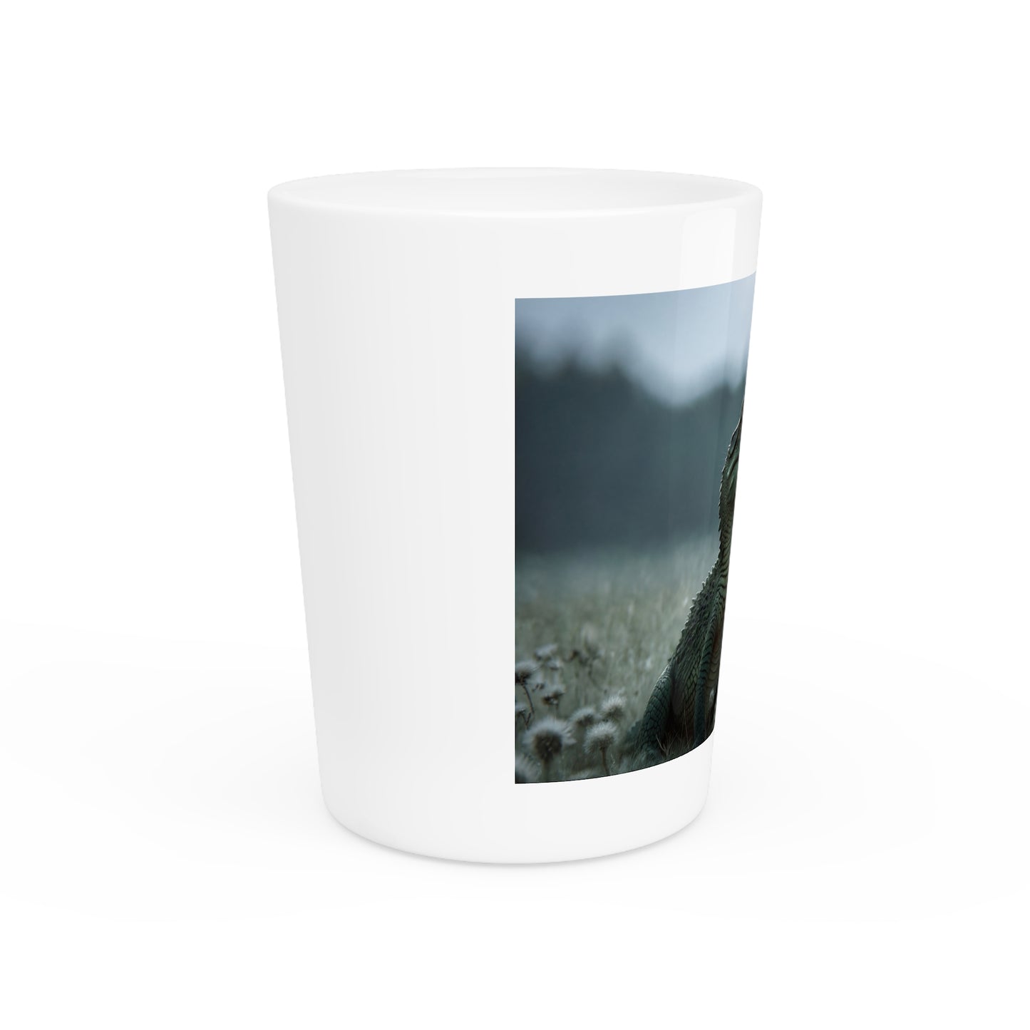Tender Croc Meets Blue Butterfly Shot Glass – Gentle Wildlife Encounter