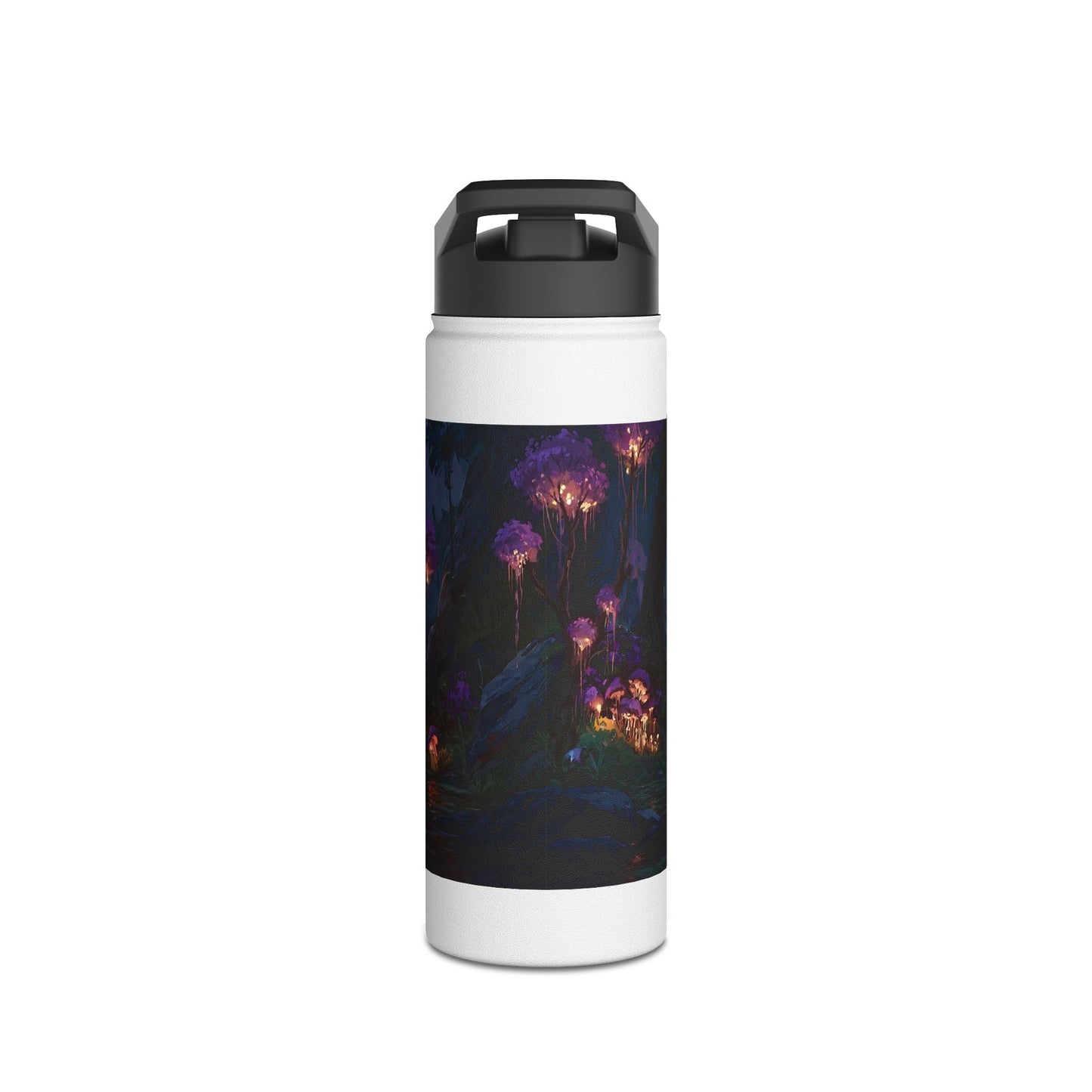Bioluminescent Grove Stainless Steel Water Bottle – Twilight’s Whispering River