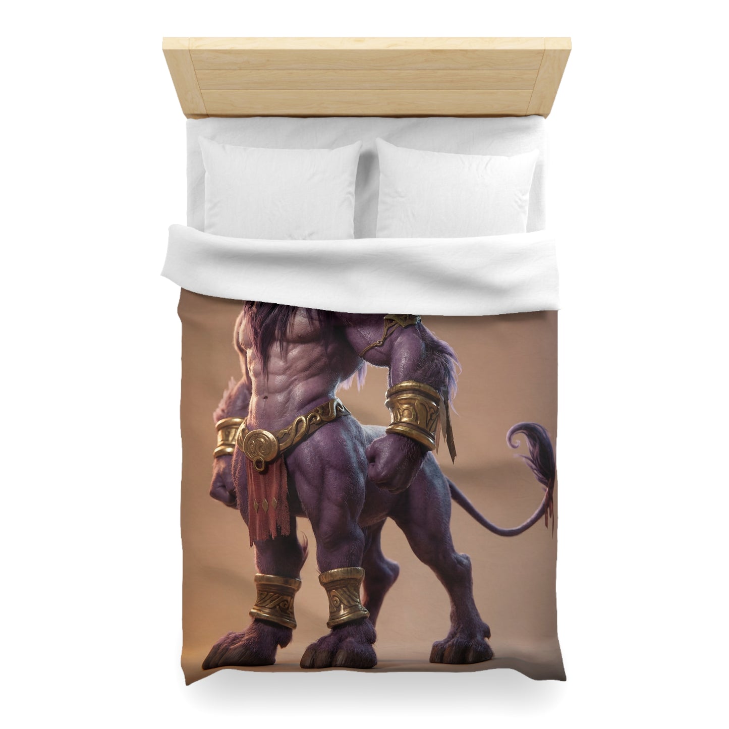 Purple Bull Sentinel Microfiber Duvet Cover – Regal Warrior of the Golden Dawn