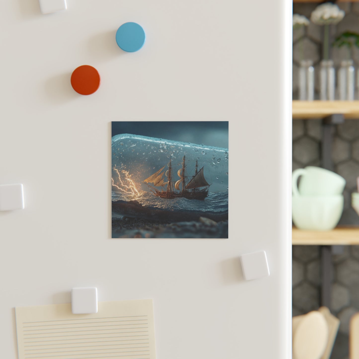 Stormbound Galleon Square Magnet – Bottle’s Whispering Seascape