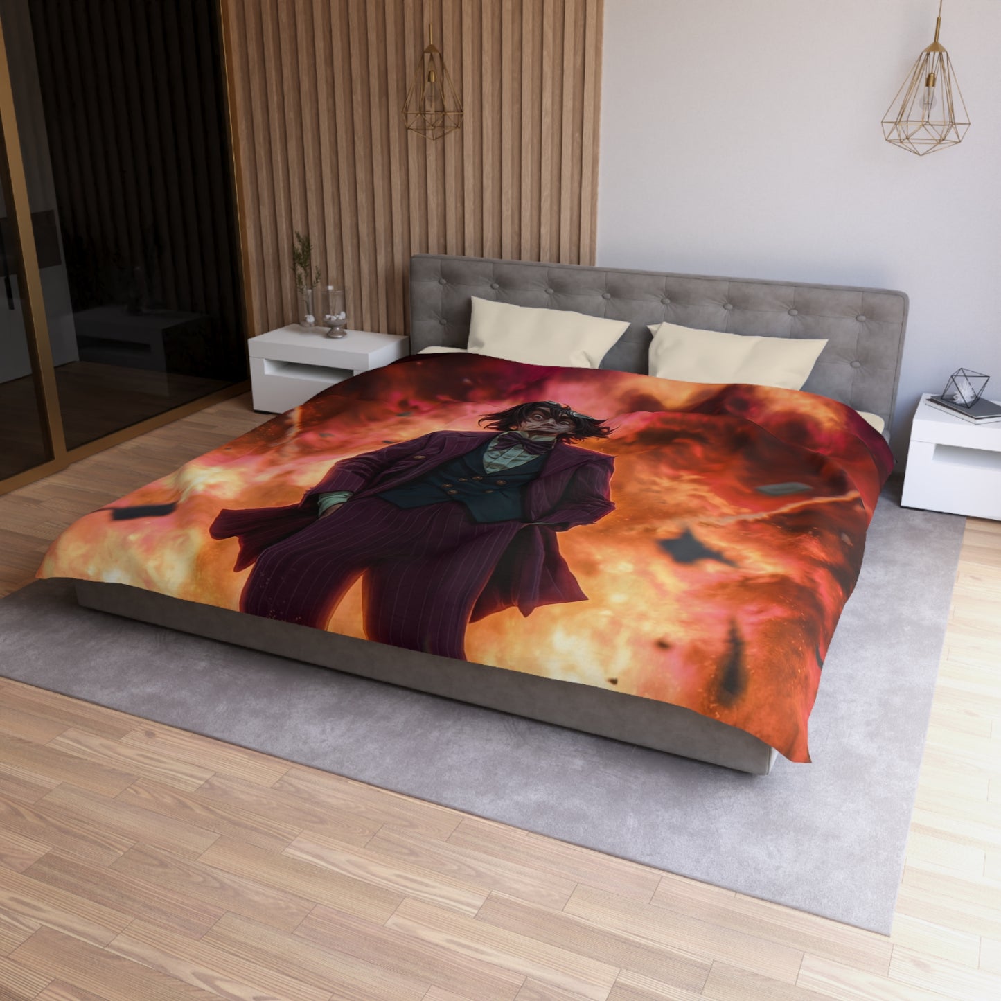 Explosive Goggles Man Microfiber Duvet Cover – Crimson Sky Aftermath