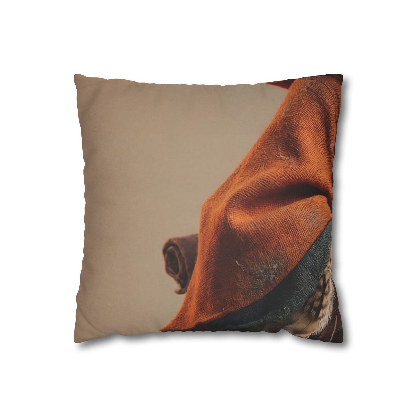 Wise Owl Scholar Faux Suede Square Pillowcase – Rusty Robe and Cross Pendant