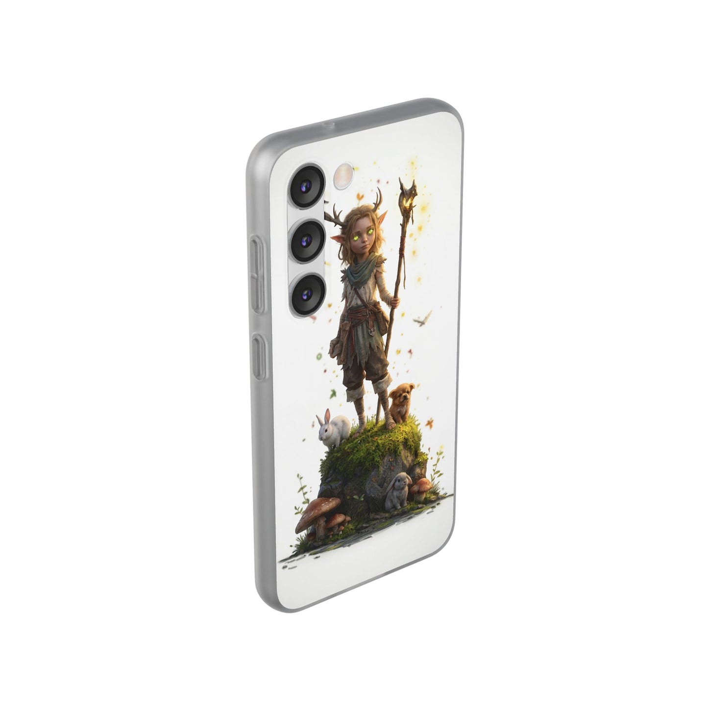 Forest Sentinel Flexi Cases – Glowing Antlered Child with Pet Companions
