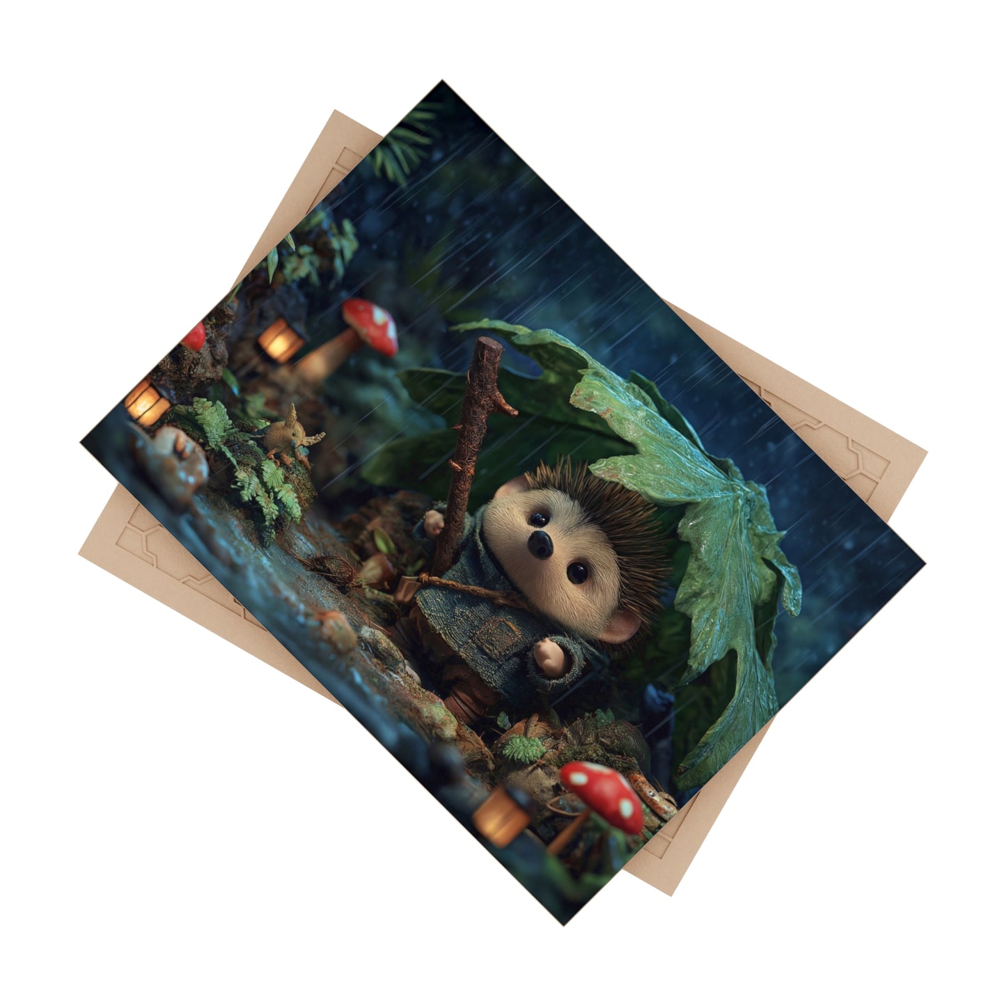 Rain-Slicked Hedgehog Explorer Ceramic Photo Tile – Tiny Guardian in the Wet Woods