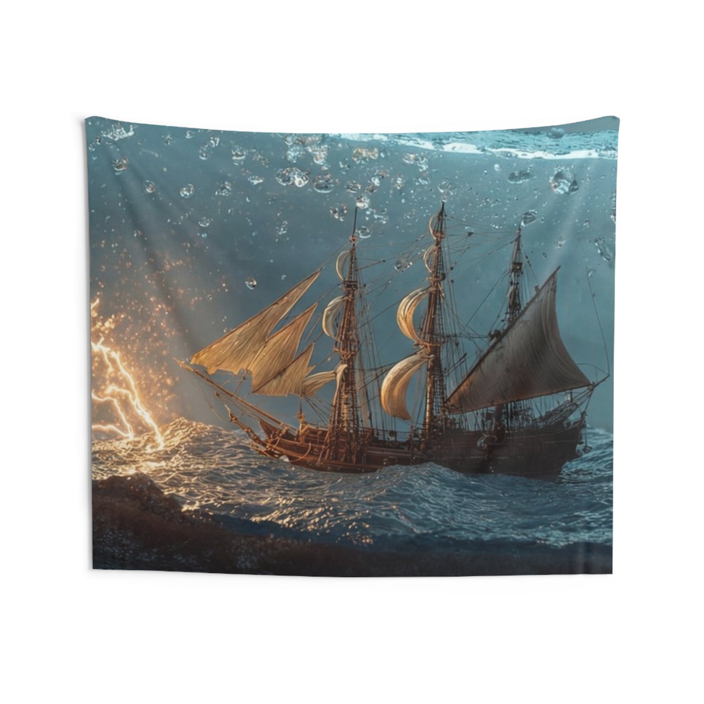 Storm-Sail Ship in Bottle Indoor Wall Tapestries – Captured Tempest on Glass