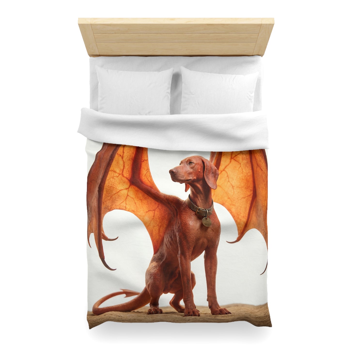Winged Canine Guardian Microfiber Duvet Cover – Amber Flight Dreamscape