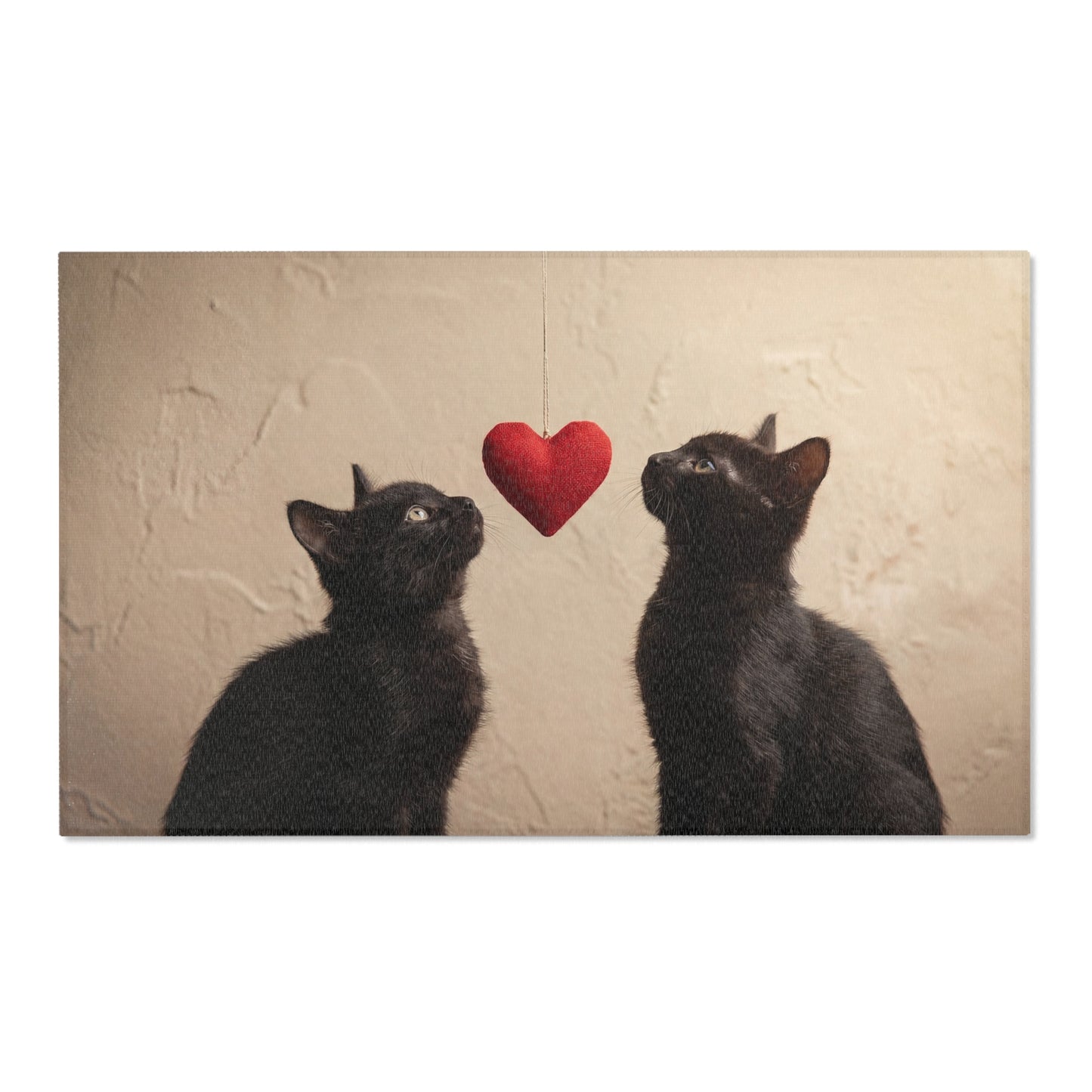 Two Black Kittens Heart Rug – Soft Velvet Love Token