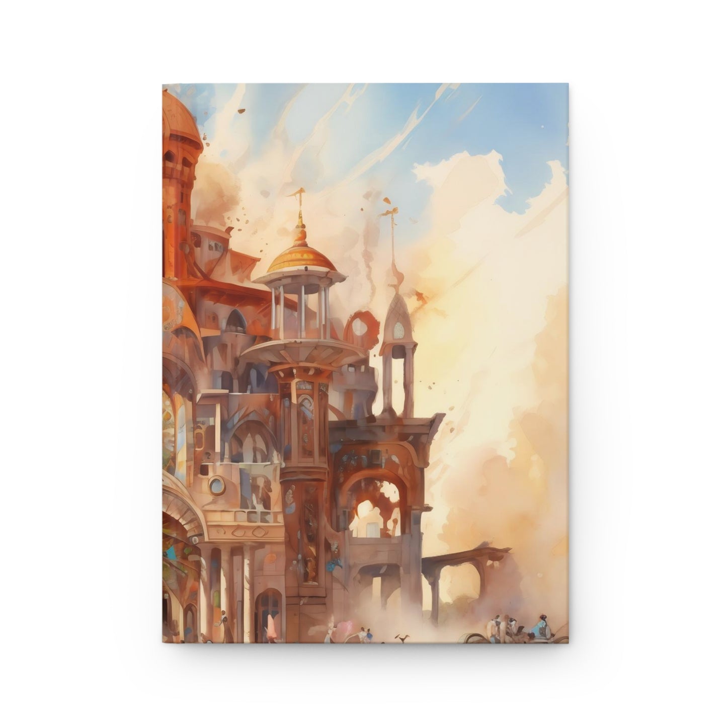 A ancient temple materializing in the heart of the Burning Man festival, its intricate architecture inspiring awe and wonder.  - Hardcover Journal Matte