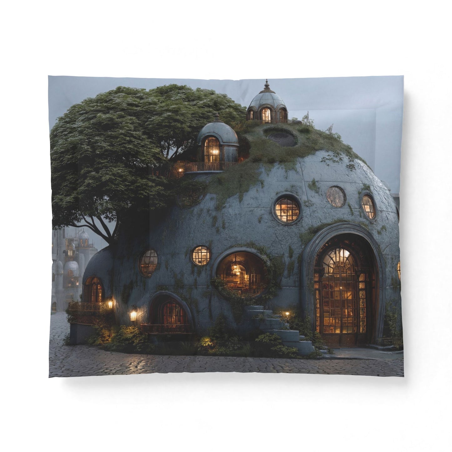 Mossy Dome Cottage Comforter – Bioluminescent Garden Sanctuary Blanket