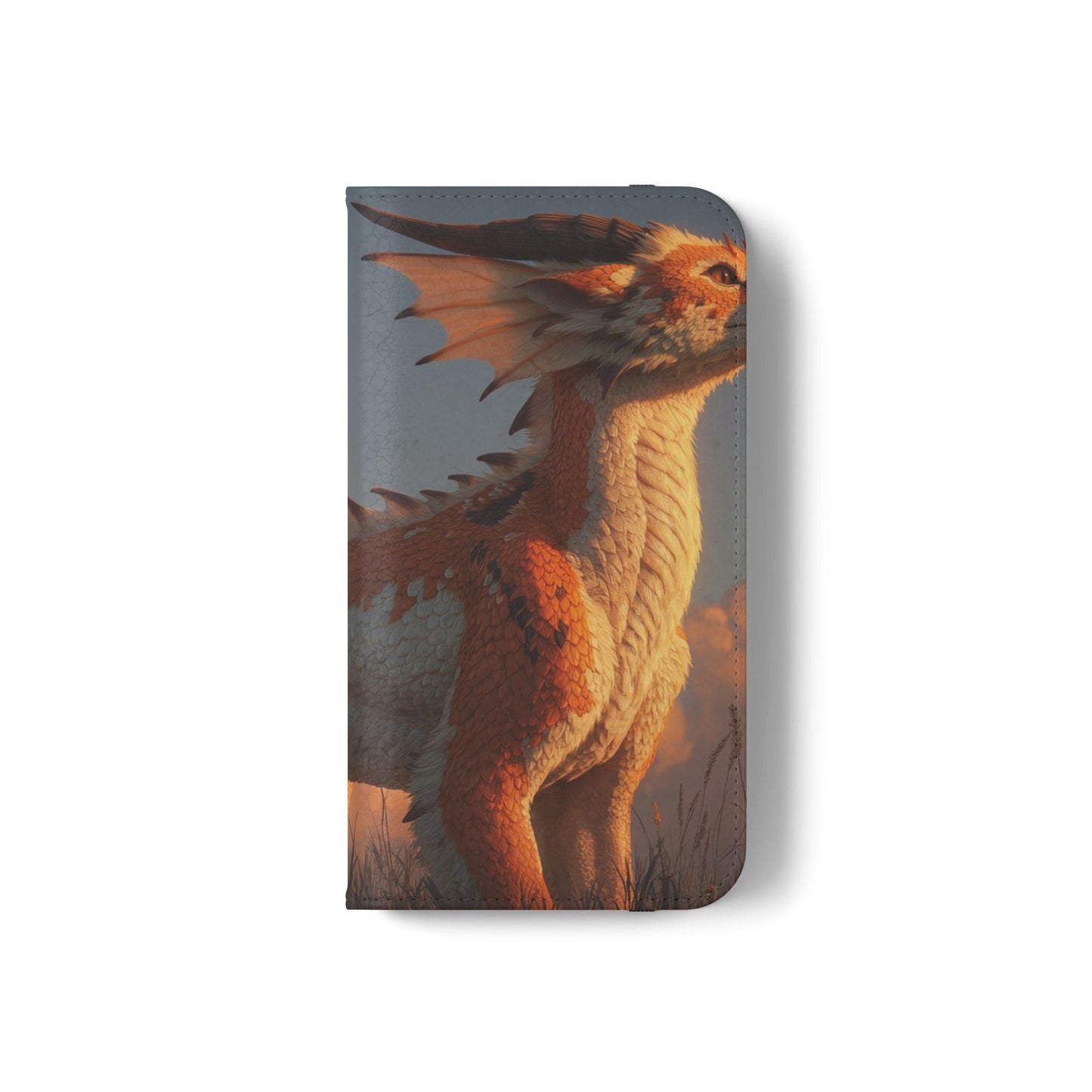 Gilded Dragon Flip Cases – Amber Sunset Guardian