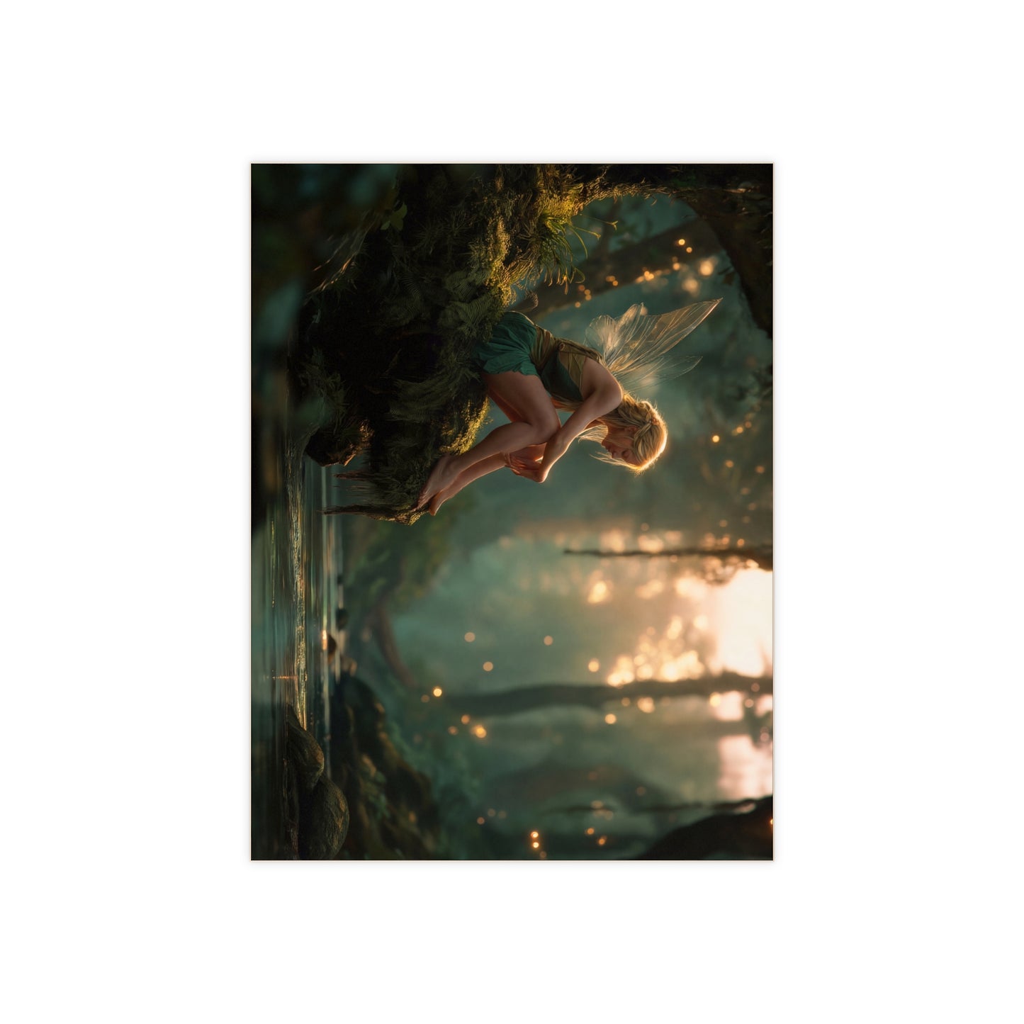 Willow Glade Fairy Ceramic Photo Tile – Golden Hour Solitude