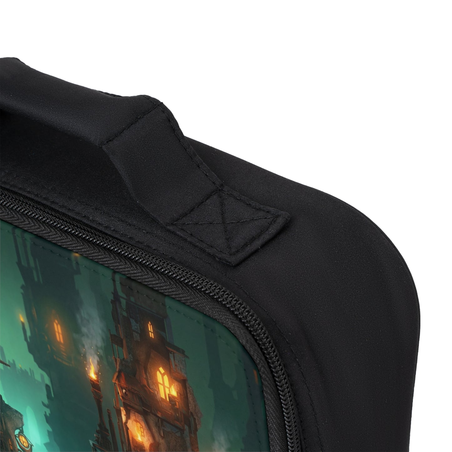 Floating City at Dusk Lunch Bag – Emberlit Towers Through Mist