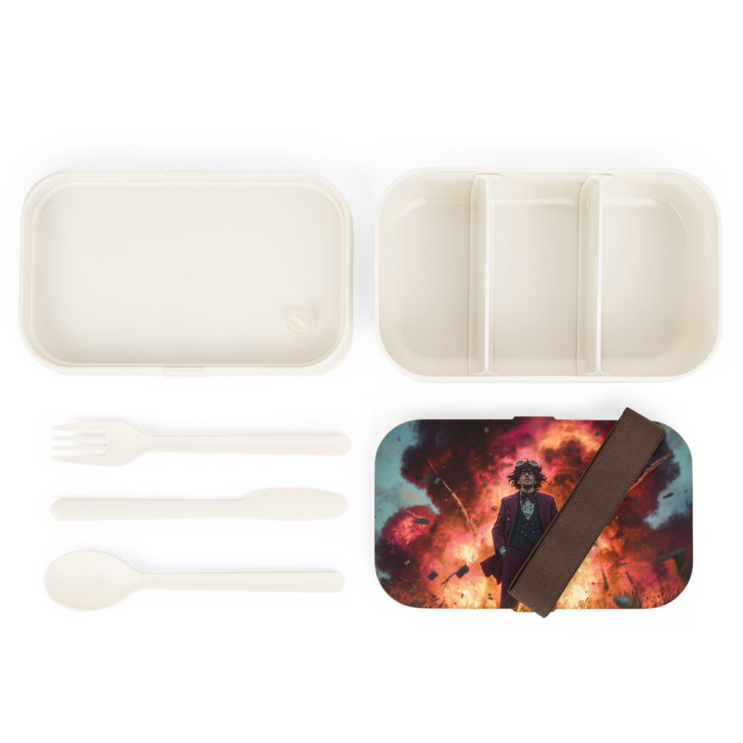 Mad Inventor Amidst Crimson Explosion Bento Lunch Box – Unapologetic Chaos Theory