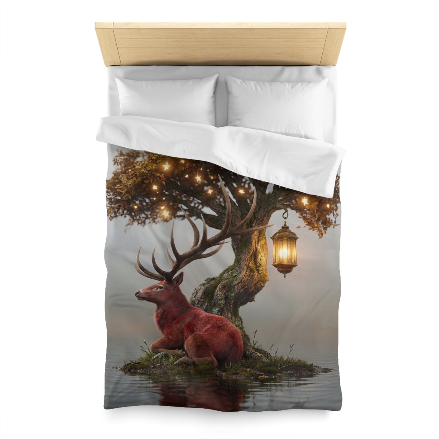 Starlit Stag Microfiber Duvet Cover – Whispering Woods Sanctuary