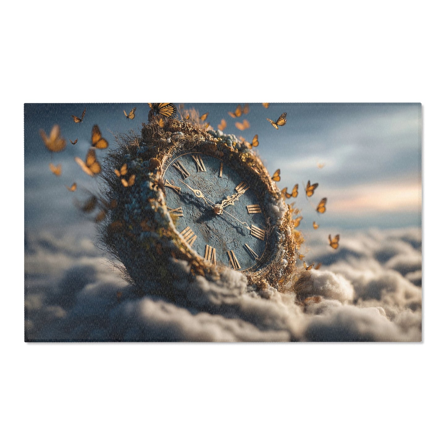 Butterfly Timekeeper Area Rug – Where Hours Bloom Among Wings
