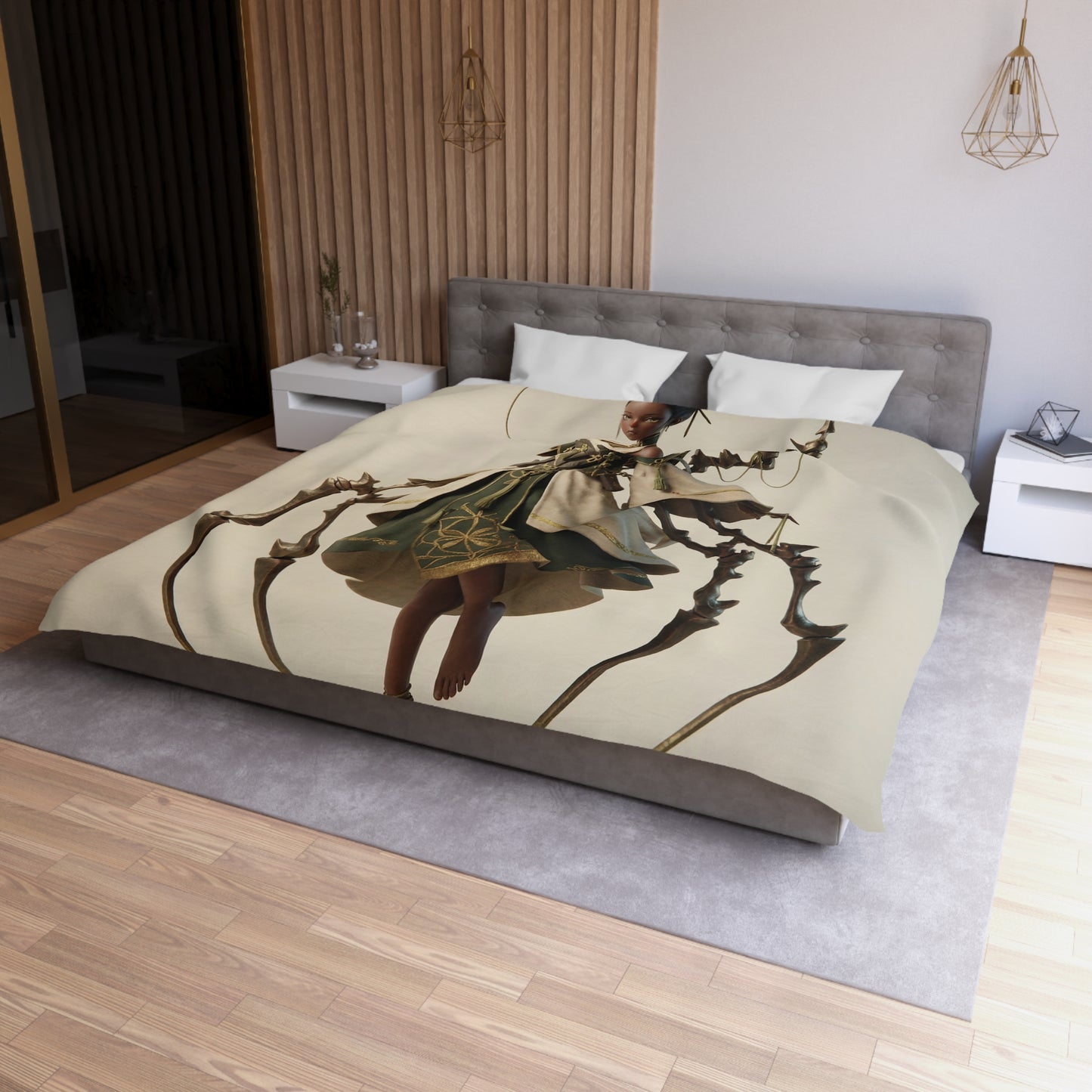 Moonlit Weaver Duvet Cover – Ethereal Spider Silk Dreamscape