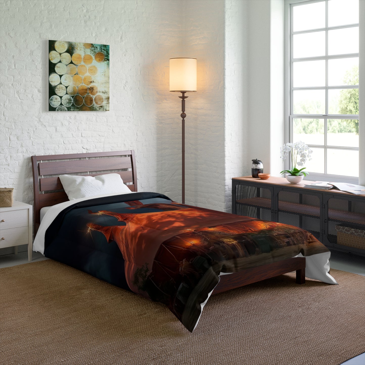 Crimson Circus Tent Comforter – Midnight Carnival Dreamscape