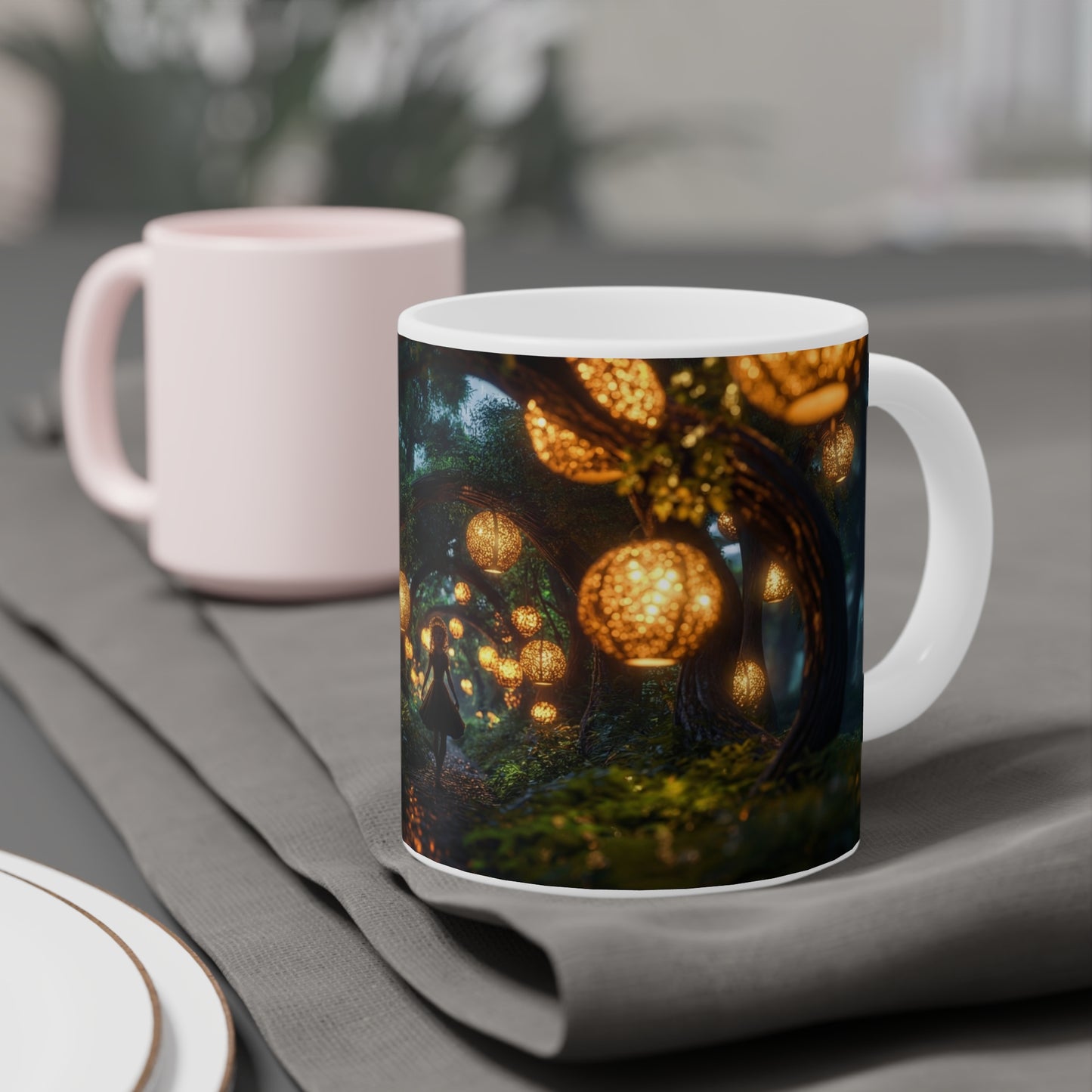 Luminous Lantern Path Ceramic Mugs (11oz\15oz\20oz) – Whispers of the Twilight Grove