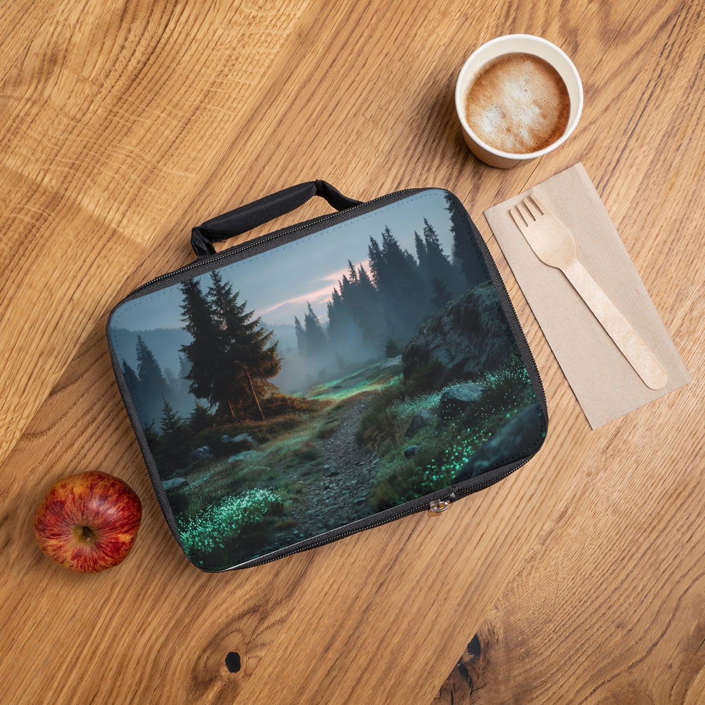 Bioluminescent Forest Path Lunch Bag – Glow-Woven Twilight Wanderer