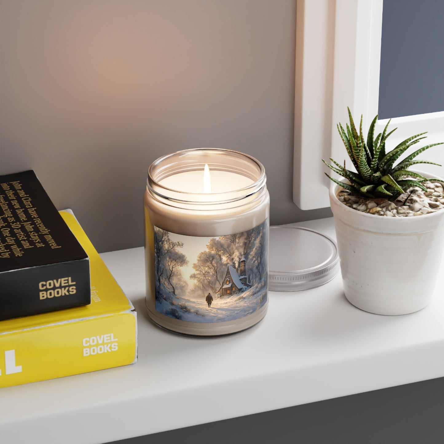 Snowbound Chapel Scented Soy Candles with White Lid, 9oz – Warmth in a Winter’s Hush