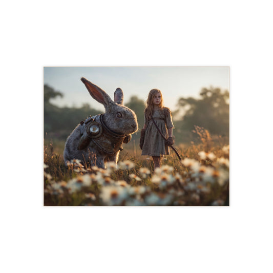 Rabbit Guardian Ceramic Photo Tile – Sunset Meadow Companionship