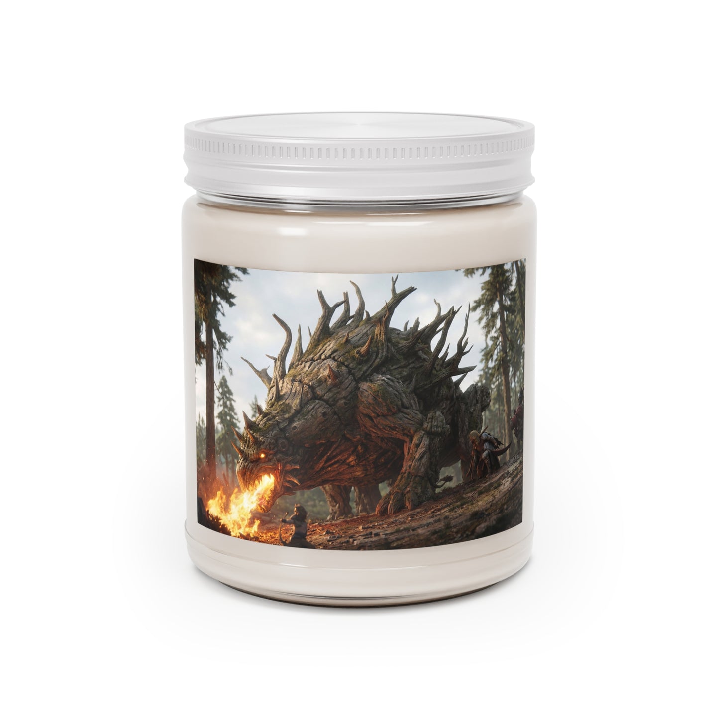 Ancient Wood Dragon Scented Soy Candles with White Lid, 9oz – Forest Fireheart Encounter