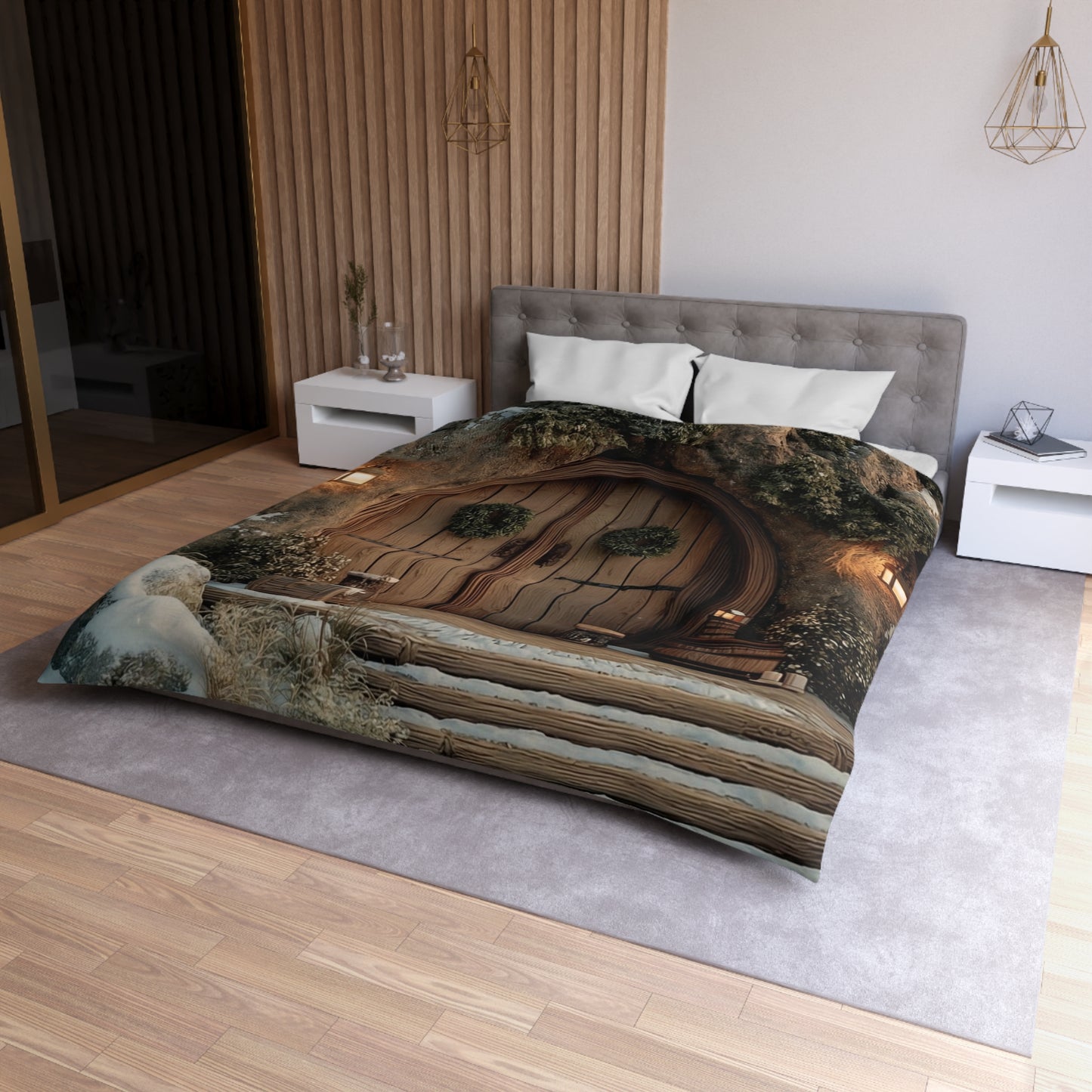 Winter’s Whisper Microfiber Duvet Cover – Cozy Treehouse Sanctuary