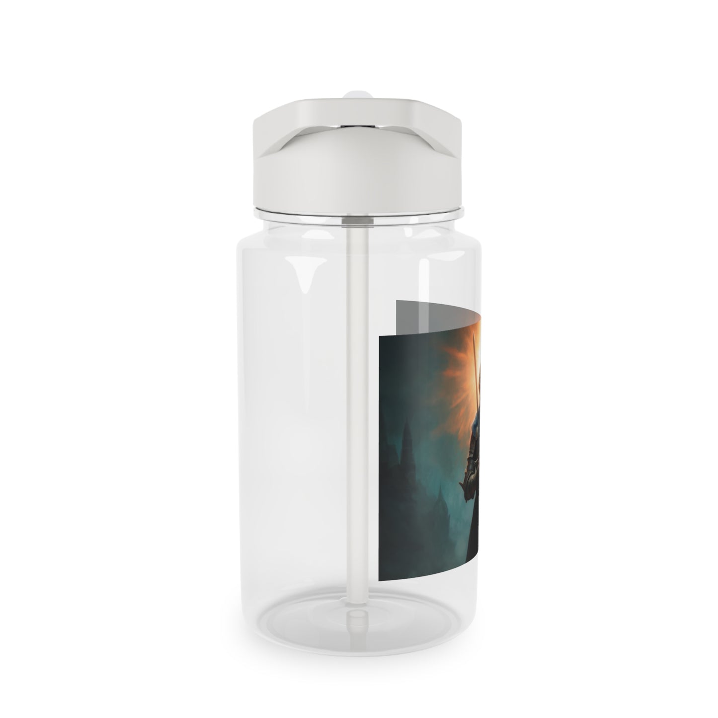 Dawn-Clad Sentinel Tritan Water Bottle – Radiant Resolve in Shadowed Towers