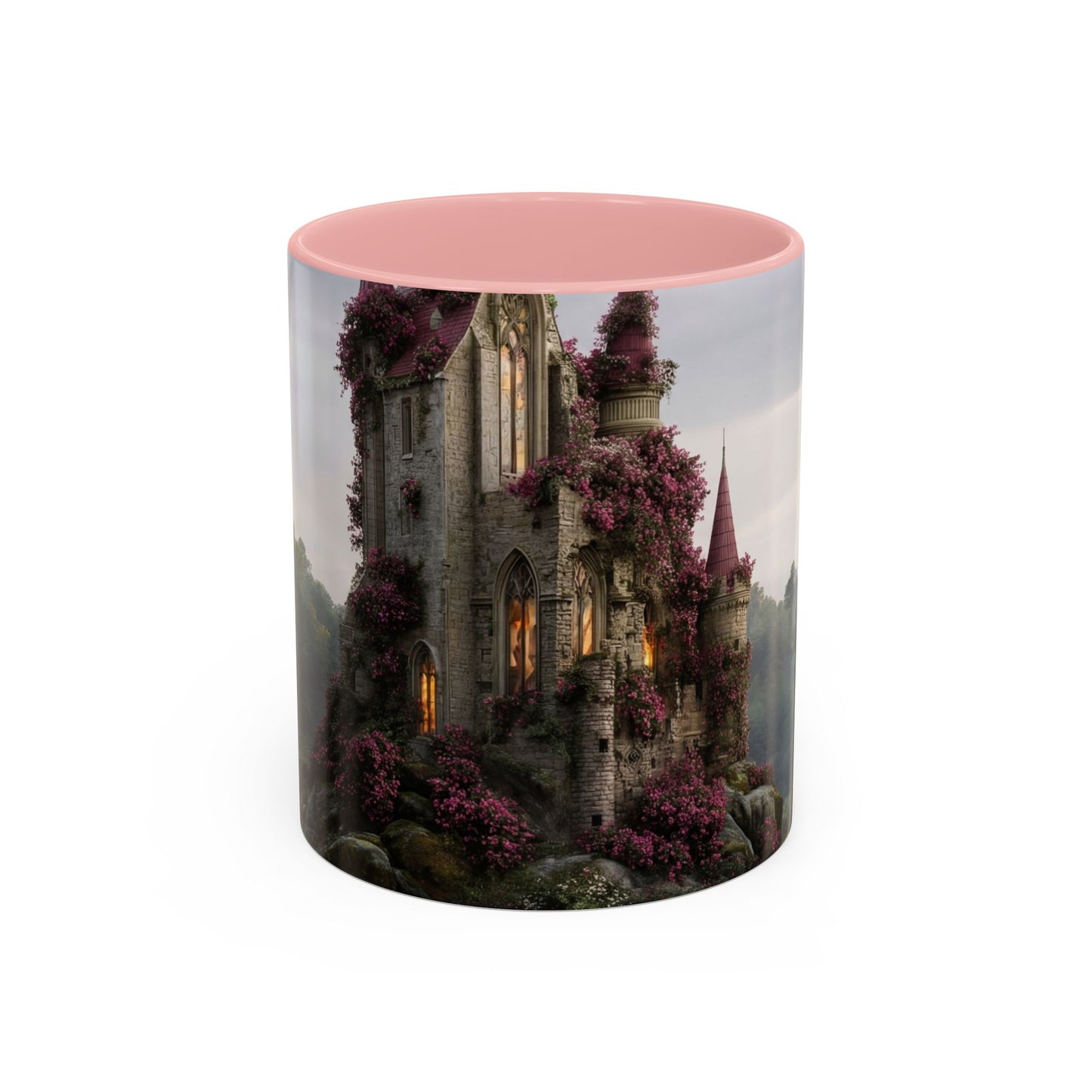 Rose-Clad Castle Accent Coffee Mug (11, 15oz) – Whispers of Twilight Blooms
