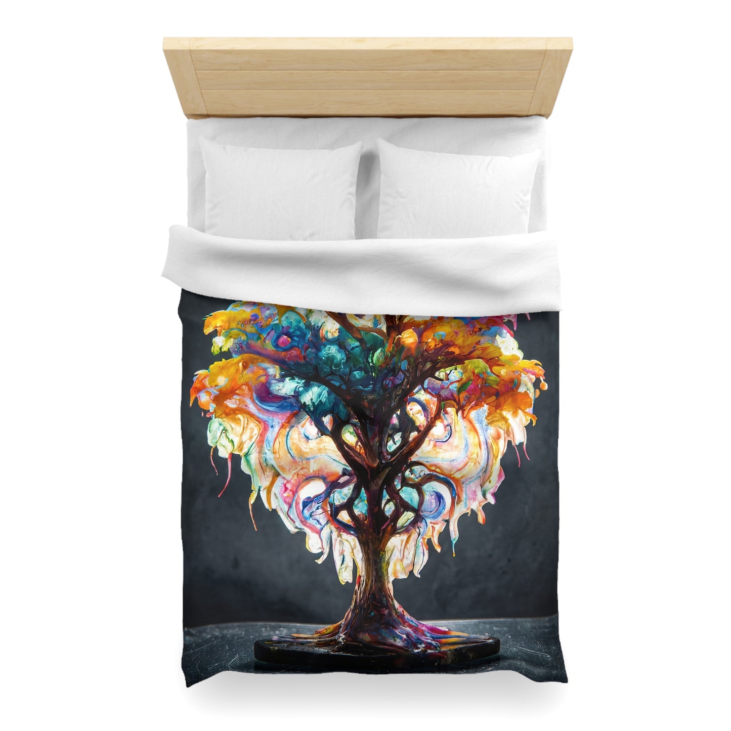 Chromatic Dream Tree Microfiber Duvet Cover – Where Color Blooms in Every Branch