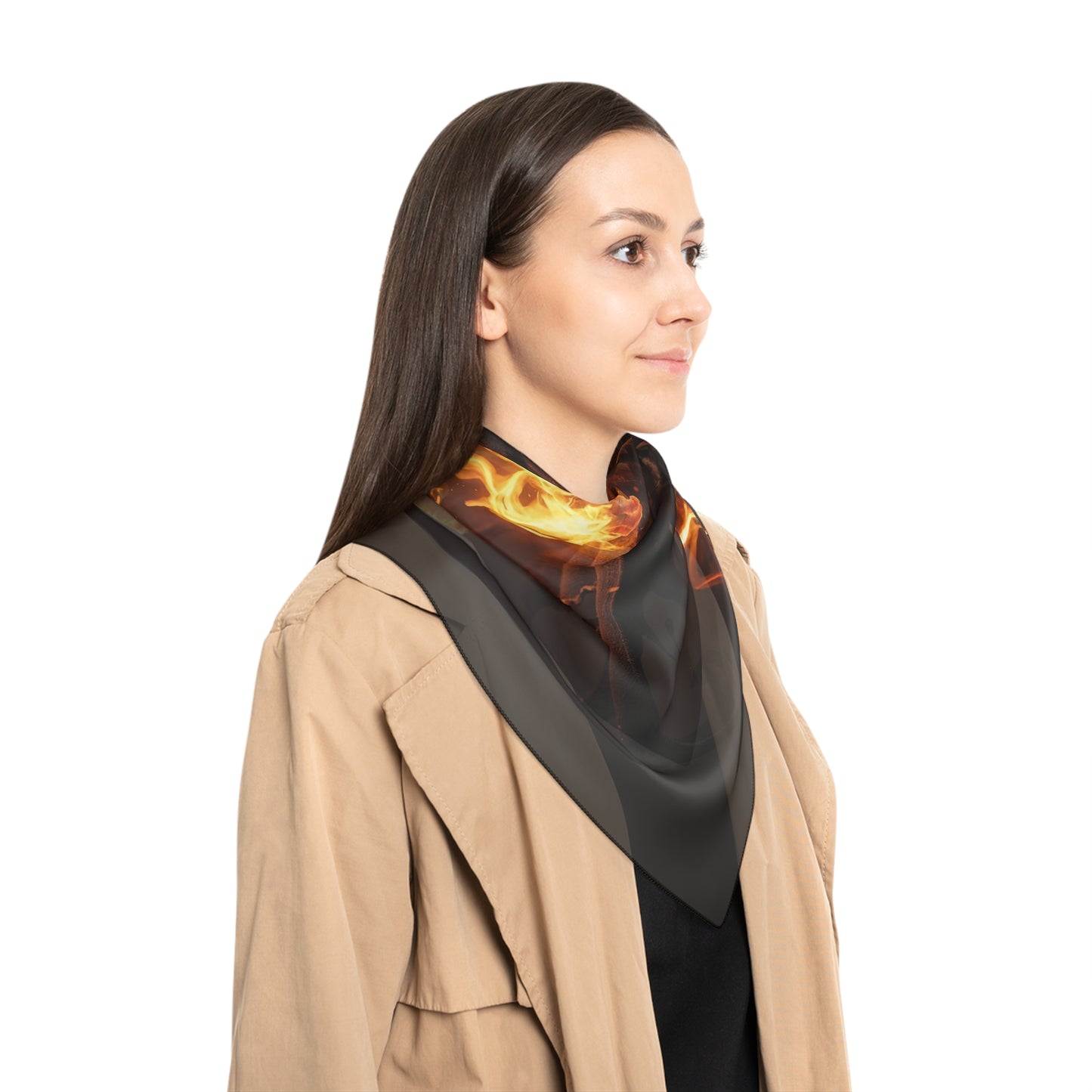 Flame-Wreathed Sentinel Poly Scarf – Embers of the Crimson Dawn