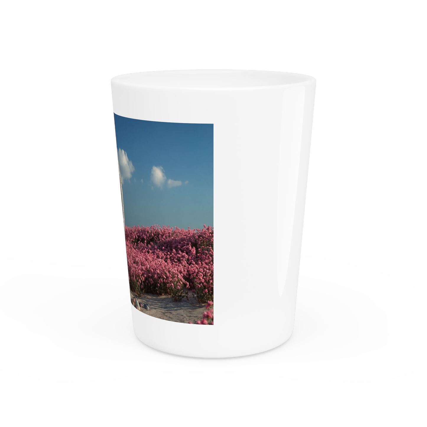 Concrete Ring Shot Glass – Pink Blossom Field Scene