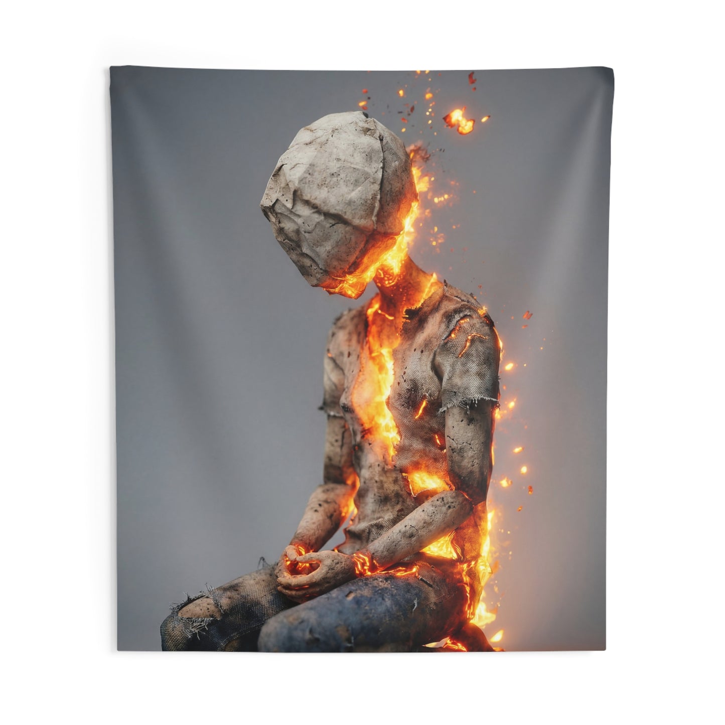 Fiery Rebirth Figure Indoor Wall Tapestries – Embers of Inner Awakening