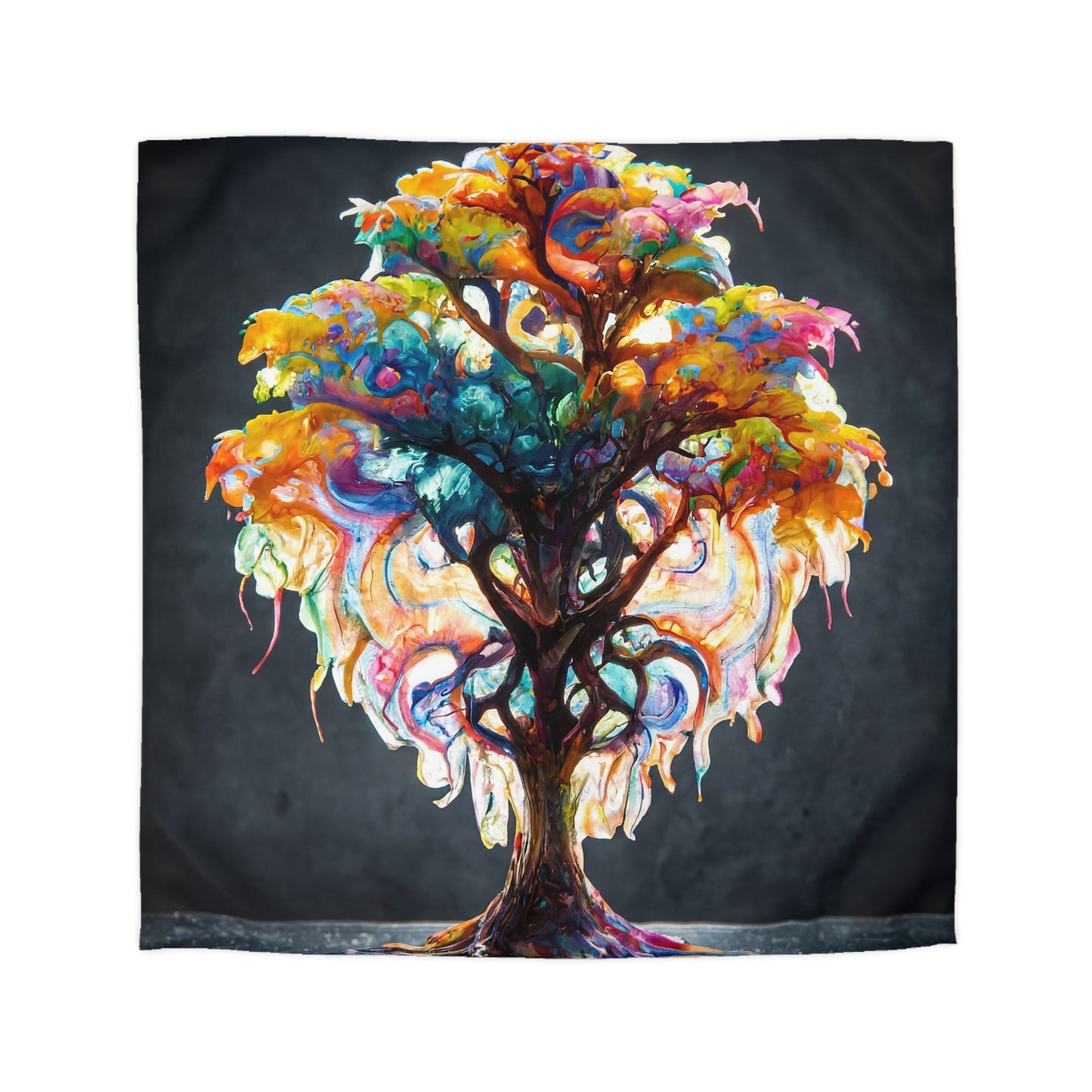 Chromatic Soul Tree Microfiber Duvet Cover – Where Color Blooms Like Light