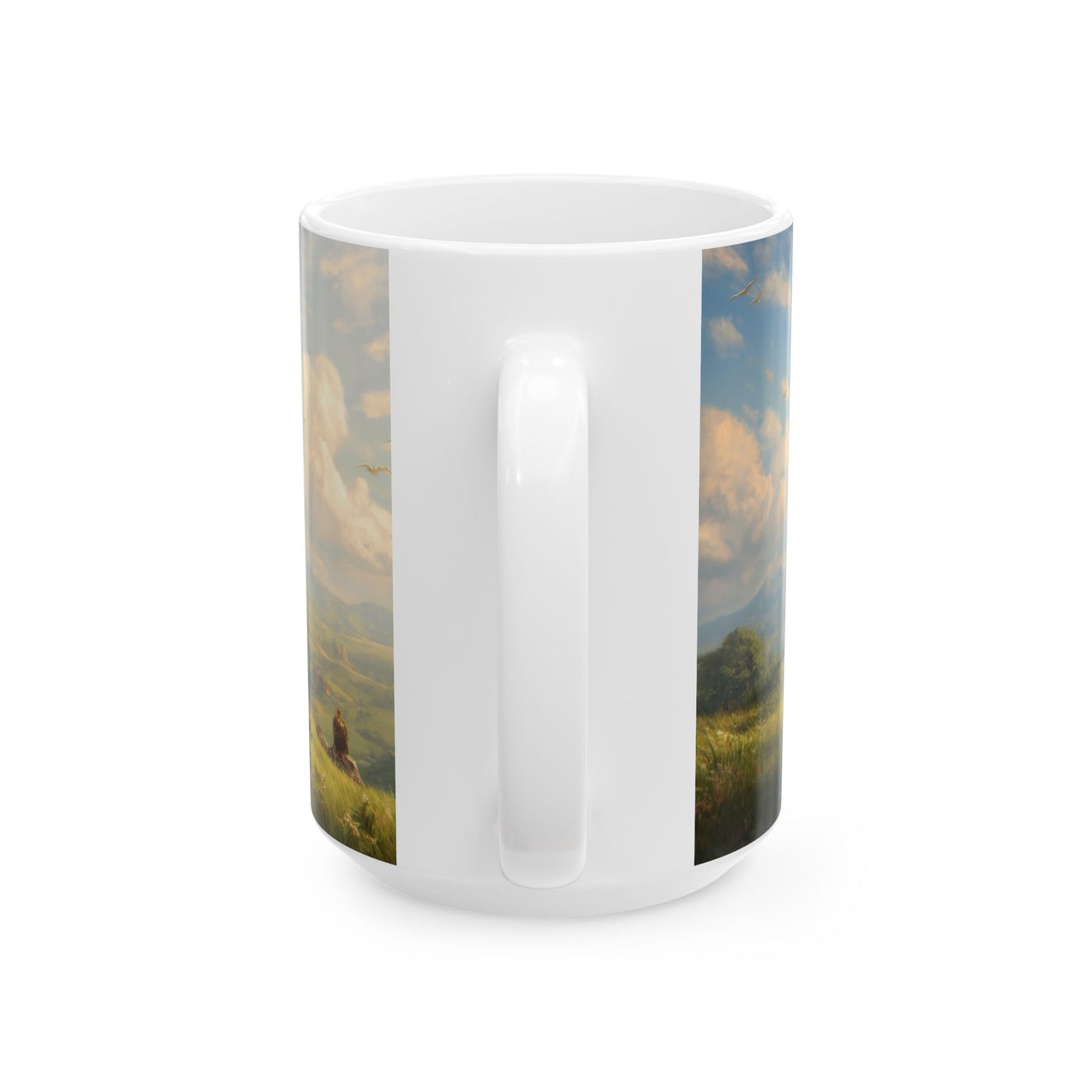 Skybound Sentinel Ceramic Mug, (11oz, 15oz) – White Eagle with Red Crest