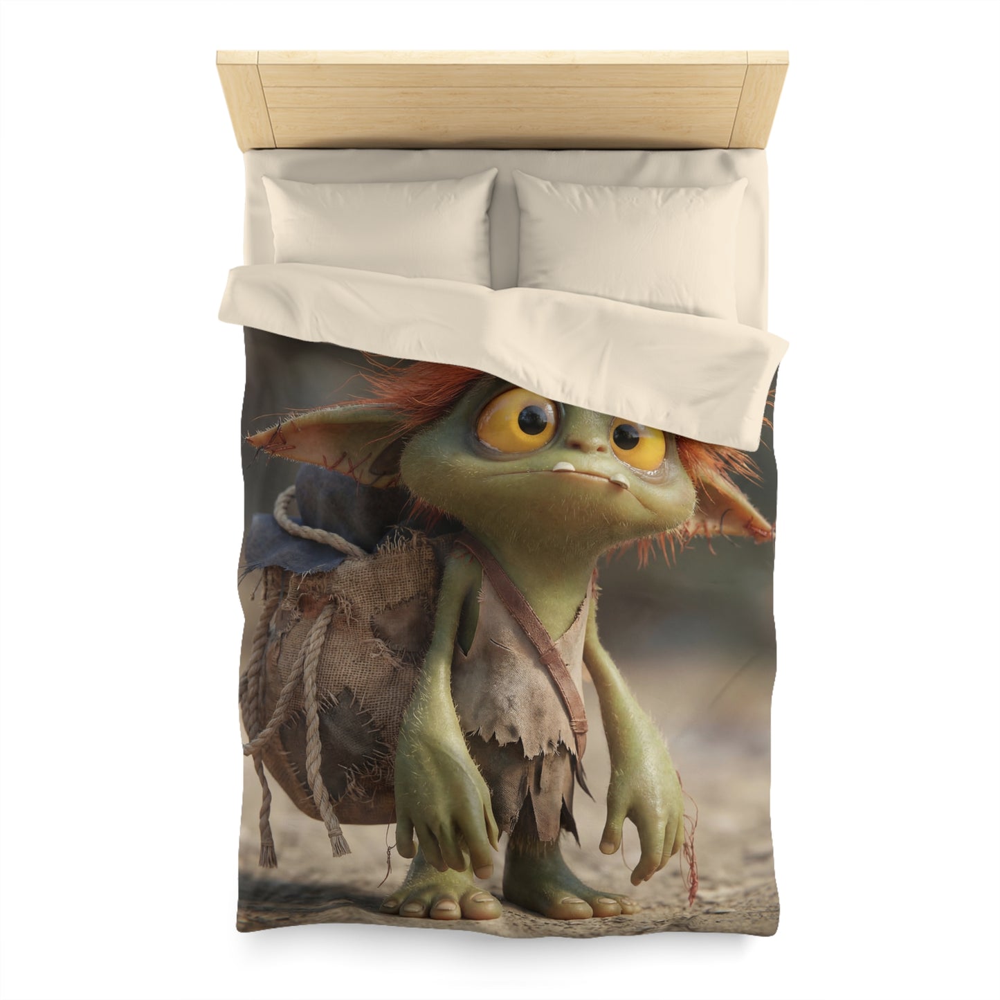 Tiny Goblin Explorer Microfiber Duvet Cover – Sunlit Trail Companion