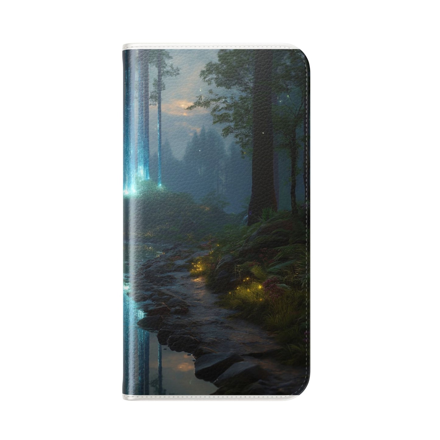 Bioluminescent Forest Flip Cases – Cyan Lightfall Stream Cover