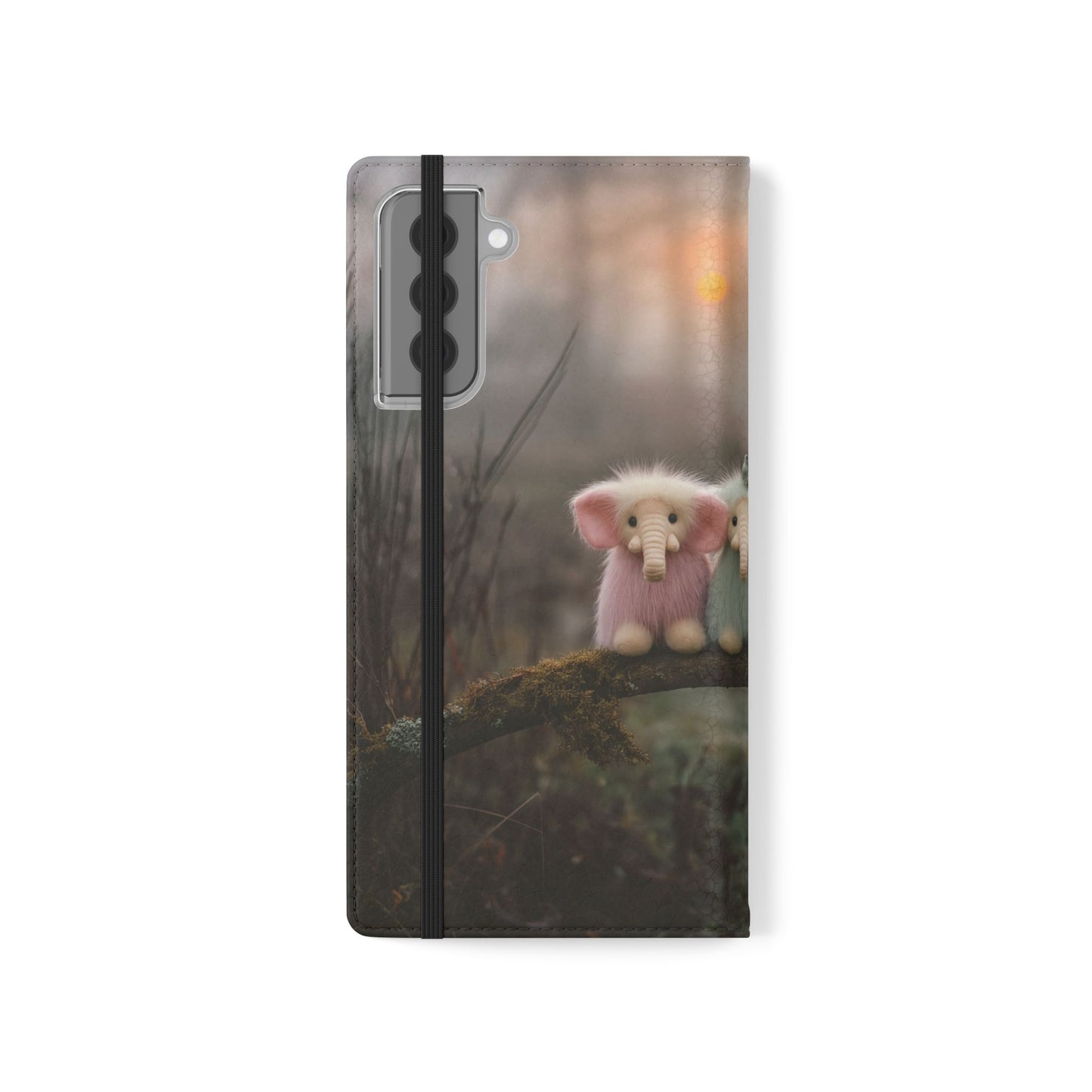Mossy Branch Elephants Flip Cases – Pastel Fluff Guardians