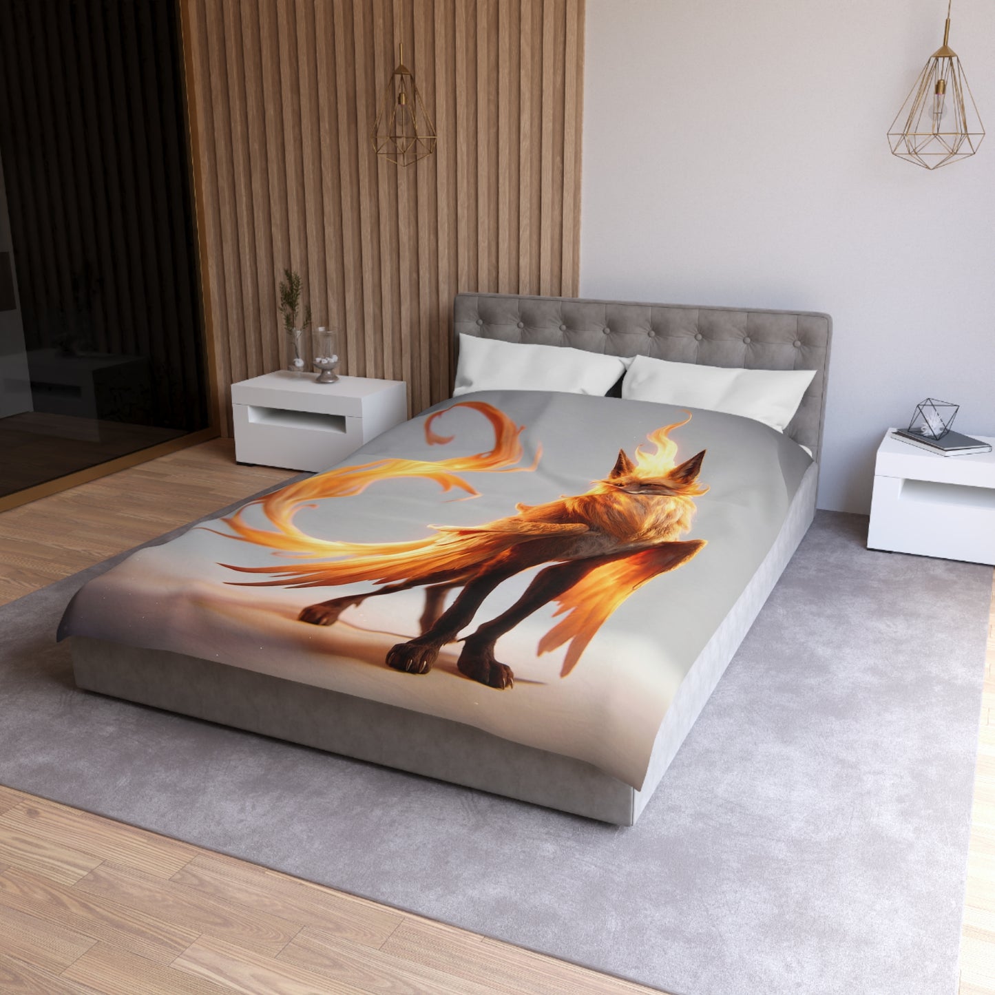 Phoenix Fox Microfiber Duvet Cover – Radiant Flame Guardian
