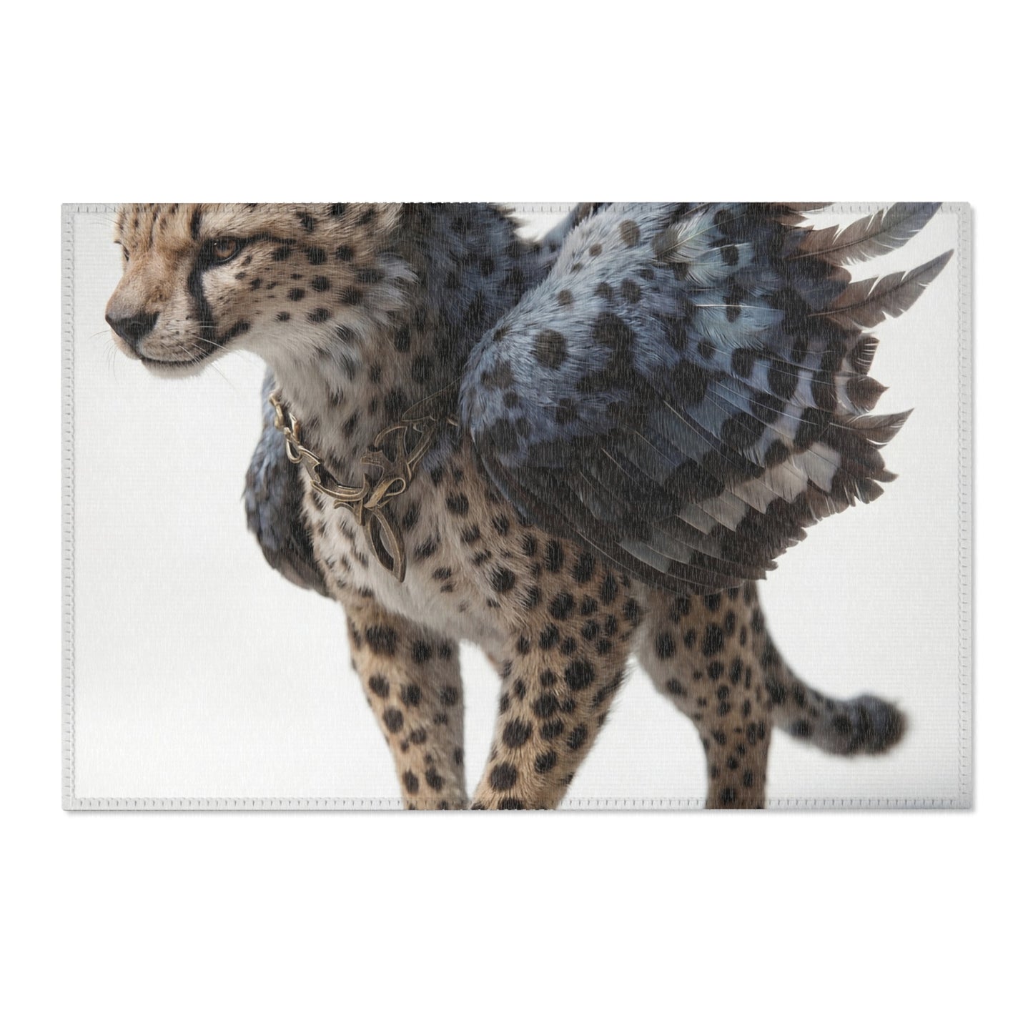 Winged Cheetah Area Rugs – Shadowed Feathered Feline Grace