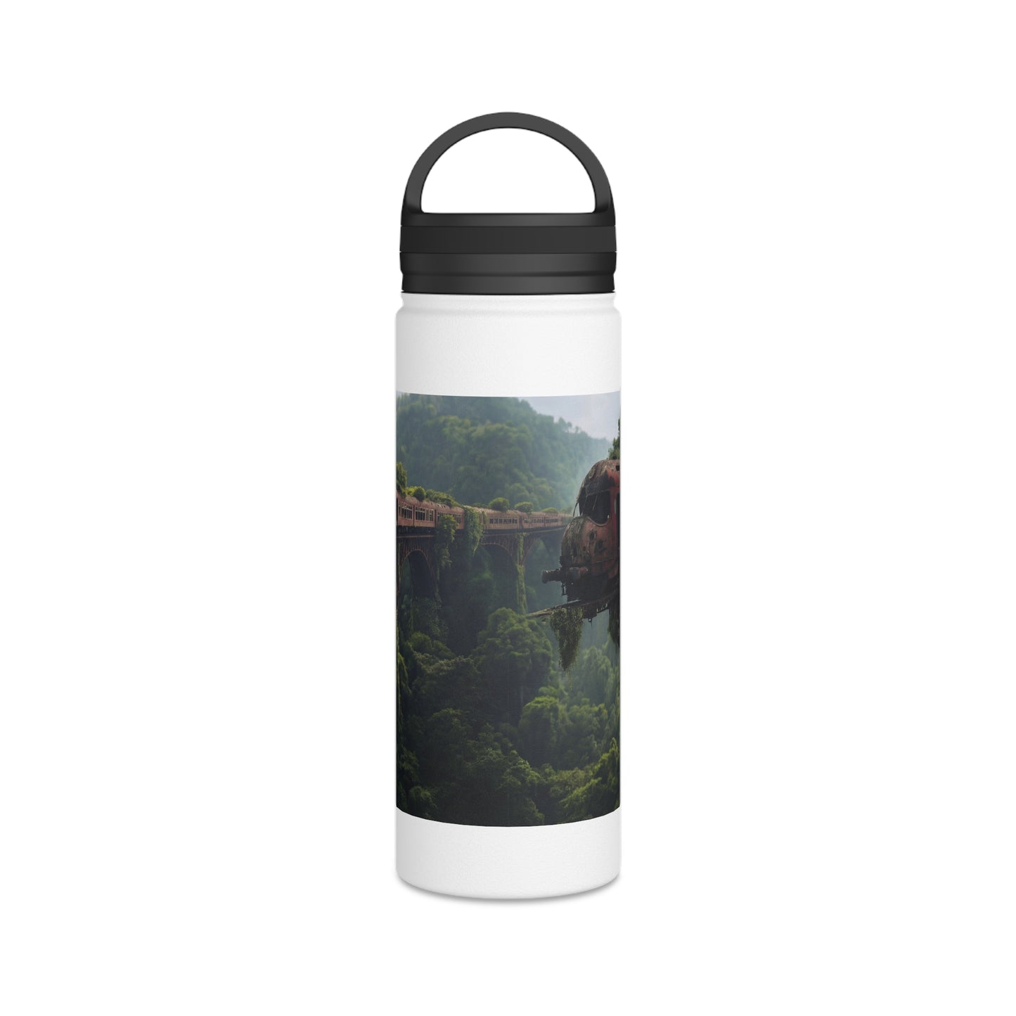 Overgrown Train Bridge Water Bottle – Verdant Ruin Dreamscape