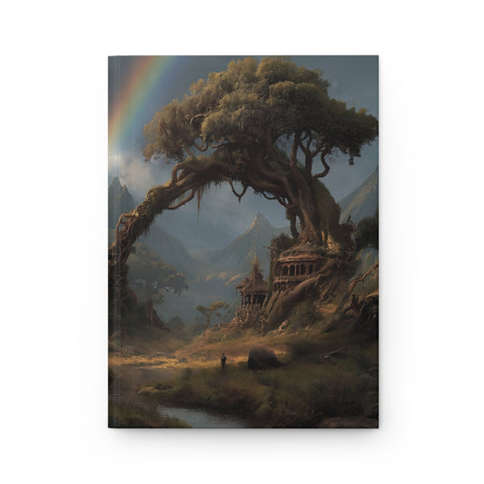 Rainbow Over Ancient Tree Arch Hardcover Journal Matte – Whispers of Forgotten Peaks