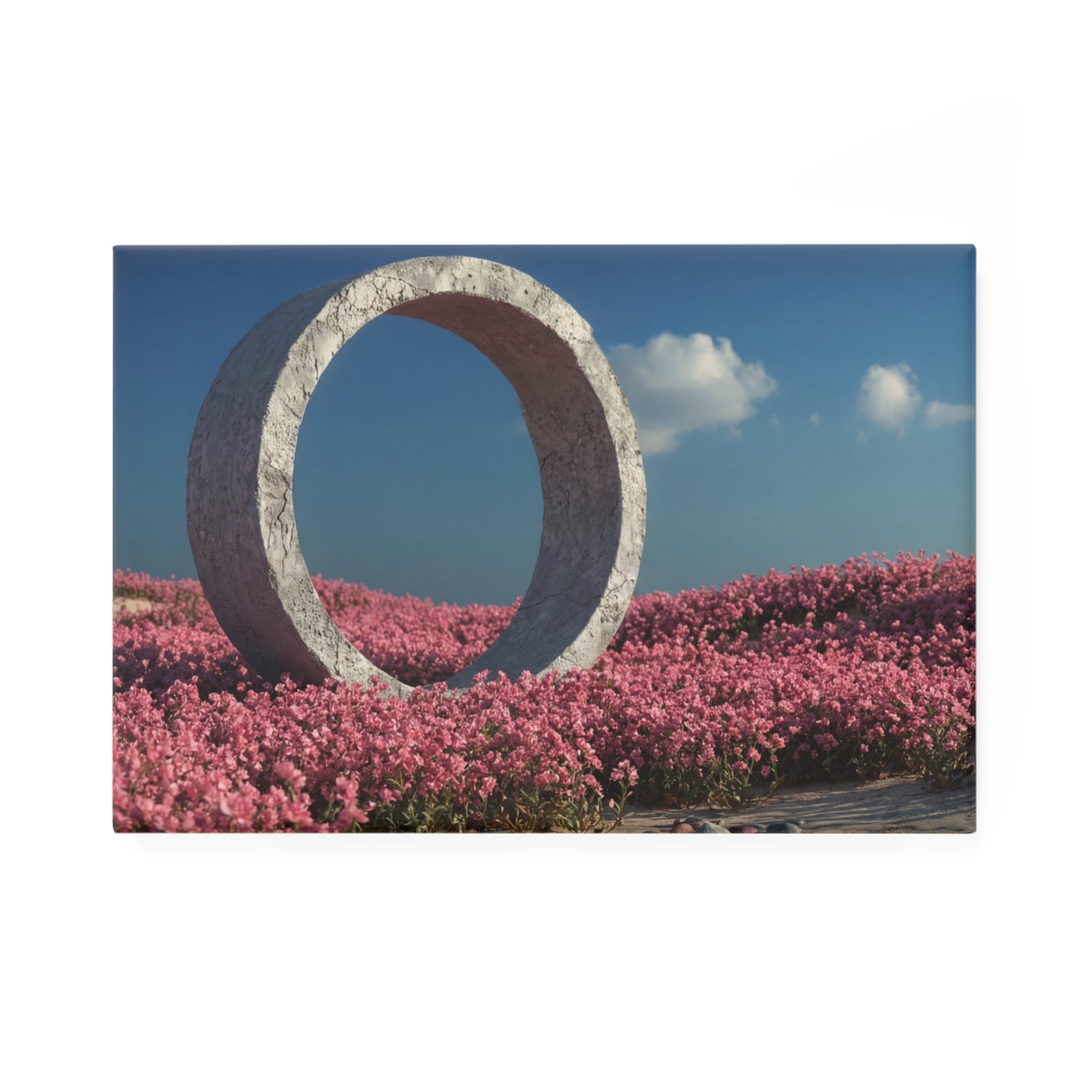Concrete Ring in Pink Bloom Field Button Magnet, Rectangle (1 & 10 pcs) – A Gateway Through Wildness