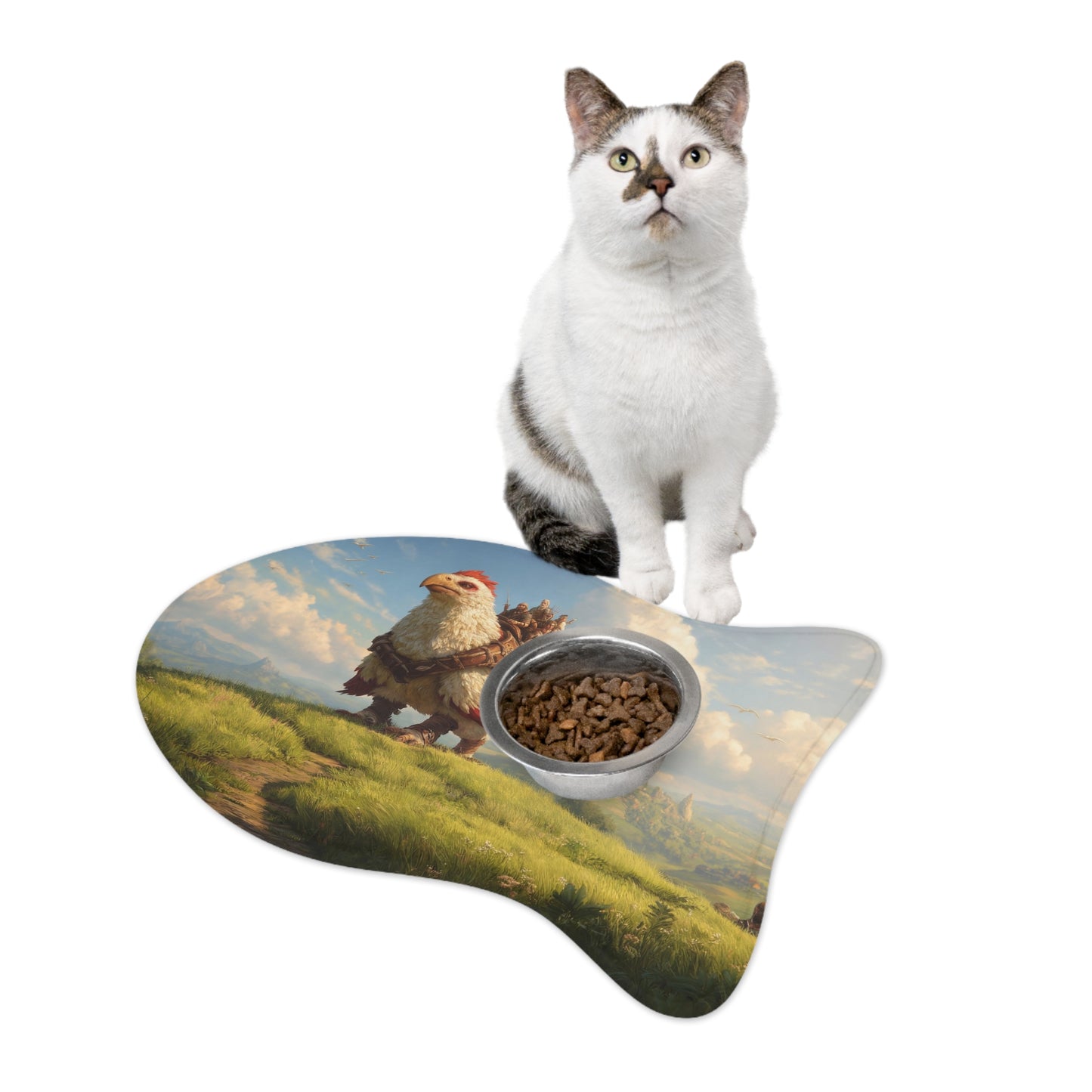 Skyward Eagle Rider Pet Feeding Mats – Sunlit Summit Adventure