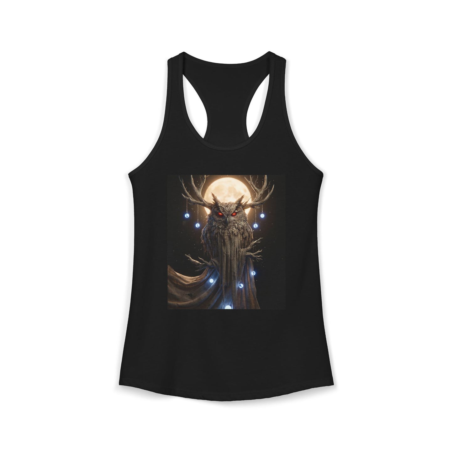 Lunar Owl with Antlers Racerback Tank – Crimson Eye Guardian