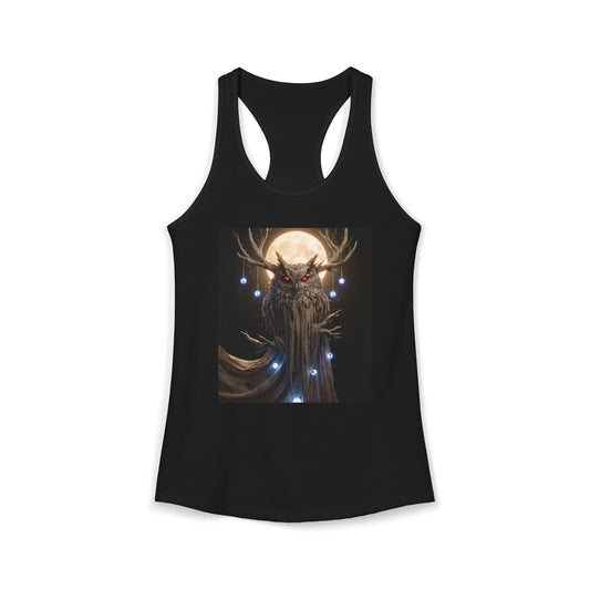 Moonlit Owl Sentinel Tank – Red-Eyed Forest Guardian Print